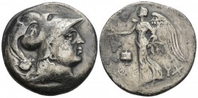 Greek
Greek 
PAMPHYLIA. Side. Circa 145-125 BC. Tetradrachm 15.7gr. 30.8mm
struck under the magistrate Kleuch... Head of Athena to right, wearing Cori...