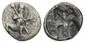 Greek
PERSIA, Achaemenid Empire.
Time of Artaxerxes II to Darios III, circa 375-336 BC. 1/8 Siglos 0.6gr. 10.4mm
uncertain mint in Asia Minor. Pers...