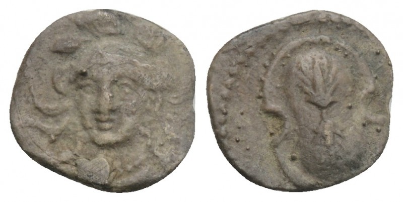 Greek
CILICIA, Uncertain. 4th century BC. AR Obol. 0.5gr. 9.7mm
Draped bust of...