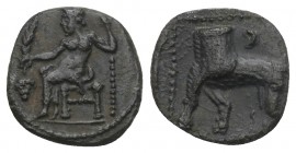 Greek
Cilicia - AR 3/4 Obol (uncertain mint or satrap, Tarsus (?), c. 4th century BC, 0.7gr. 10.6mm
Baal enthroned to left holding long dotted scept...