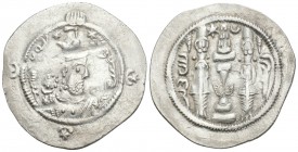 Greek 
Sasanian Kings of Persia. Khusrau II (590-628). AR Drachm 4.1gr 30.9mm