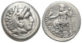 Greek
MACEDONIAN KINGDOM. Alexander III the Great (336-323 BC). AR drachm 4.1gr. 16.9mm
 Head of Heracles right, wearing lion skin headdress, paws tie...