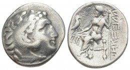 Greek
MACEDONIAN KINGDOM. Alexander III the Great (336-323 BC). AR drachm 4gr. 18.6mm
 Head of Heracles right, wearing lion skin headdress, paws tied ...