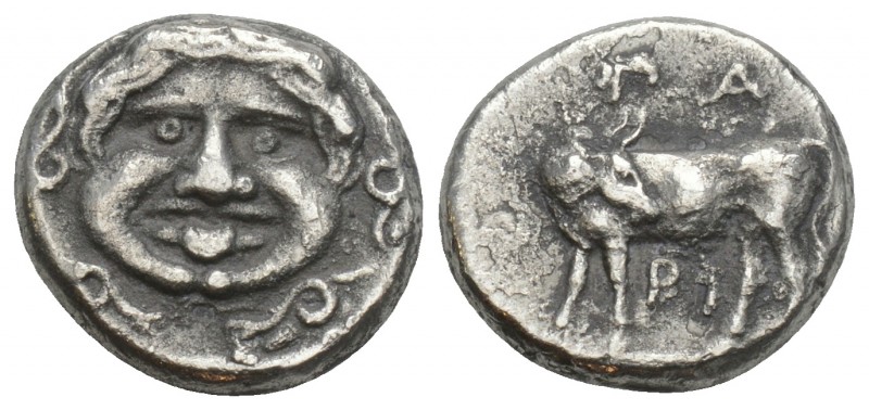Greek 
MYSIA. Parium. Ca. 4th century BC. AR hemidrachm 2.4gr. 13.3mm
Head of Go...