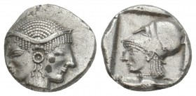 Greek Coins 
MYSIA. Lampsakos. Diobol (Circa 500-450 BC). 1.2gr. 10.8mm
Obv: Janiform female head. Rev: Helmeted head of Athena left within incuse squ...