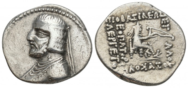 Greek 
Kings of Parthia, Mithradates II (?)(121-91 BC). AR Drachm 3.9gr 21.2mm
R...