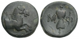 Greek
Pamphylia. Aspendos circa 400-200 BC. Bronze Æ 4.1gr 16.6mm
Forepart of horse right / Φ - M, sling. very fine SNG Copenhagen 253; SNG BN 126-8....