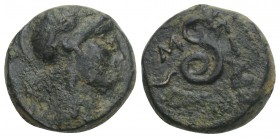 Greek 
Kings of Pergamon. Pergamon. Philetairos 282-263 BC. Bronze Æ 3.4gr. 14.9mm
Helmeted head of Athena right / Coiled serpent. very fine SNG BnF 1...