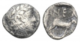 Greek 
Troas. Neandria circa 400 BC. Obol AR 0.5gr 8.5mm
 Laureate head of Apollo right / NEAN, Ram standing right in shallow incuse square. very fine...