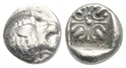 Ancients Greek
IONIA. Miletus. Ca. late 6th-5th centuries BC. AR 1/12 stater or obol 1.1gr 9.2mm
 Milesian standard. Forepart of roaring lion left, he...