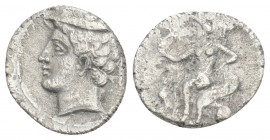 Greek 
CILICIA, Uncertain. 4th century BC. AR Obol 0.7gr 11.6mm
Head of Hermes left, wearing petasos. Aphrodite, holding flower, seated left on throne...