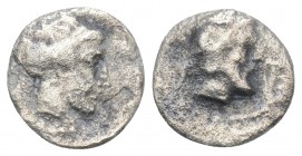 Greek 
Cilicia, Nagidos AR Obol. Circa 420-380 BC. 0.5gr 9.4mm
Head of Aphrodite right; N behind / Laureate head of Dionysos right. SNG France 15; Gök...