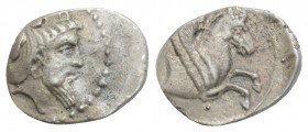 Greek
Cilicia, Uncertain mint. Silver Obol, 4th century BC. 0.6gr 11.3mm
Crowned male head right. Reverse: Forepart of Pegasos right. SNG BN 482; SN...