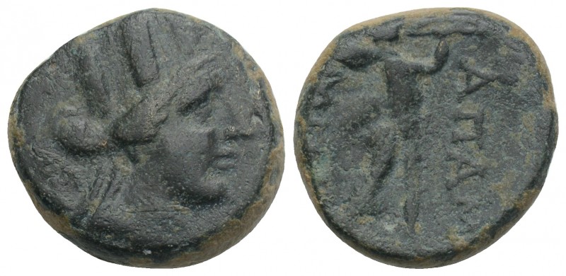 Greek
Phrygia, Apameia. 113-48 B.C. AE 5.3gr 17.4mm
Turreted head of Tyche rig...