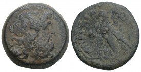 Greek Coins
 Egypt - Ptolemy VI Philometor - Eagle Unit. 163-145 BC. Uncertain mint in Cyprus. 12.5gr 23mm
Obv: head of Zeus right, with horn of Ammon...