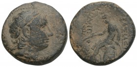 Greek
SELEUKID KINGS of SYRIA. Antiochos III ‘the Great’. 222-187 BC. Æ. Antioch mint. 11.9gr 24mm
Laureate head right of Antiochos III as Apollo / Ap...