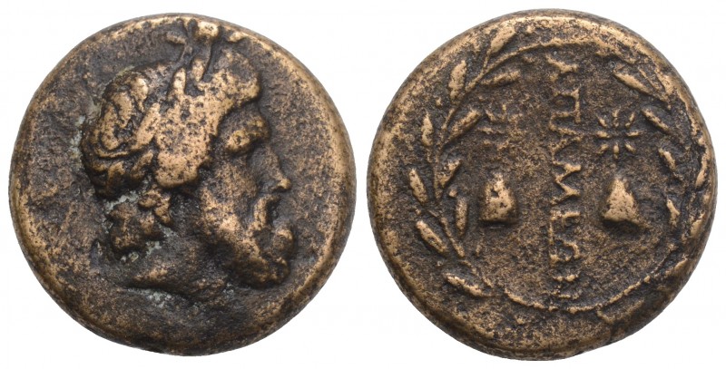 Greek
PHRYGIA. Apameia. Ae (2nd-1st centuries BC). 6.8gr 19.3mm
Obv: Laureate he...