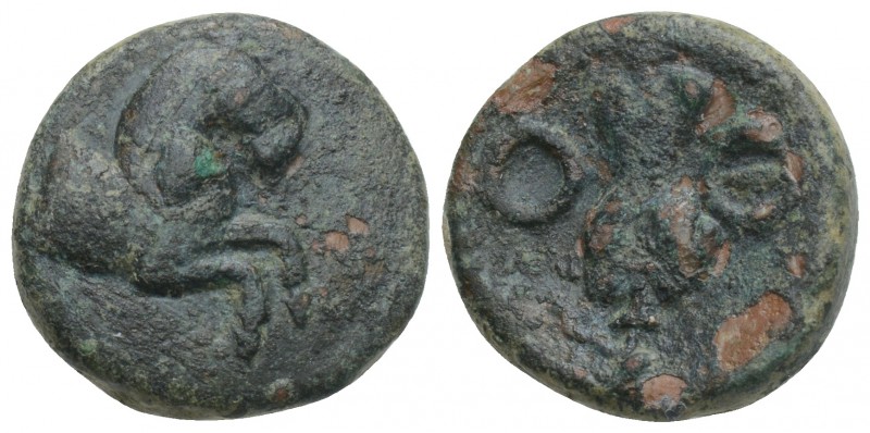 Greek
Aspendos (BC 300-200) AE 5gr 16.9mm
ca 4th-3rd cent BC. . Forepart of hors...