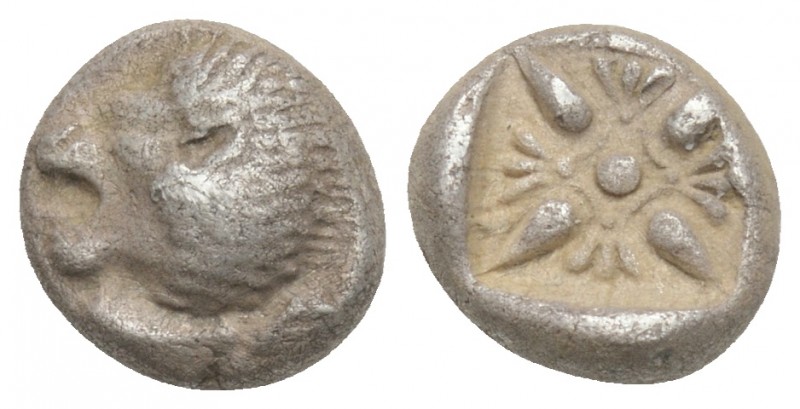 Greek 
Ionia. Miletos circa 525-475 BC. Diobol AR 1.1gr 9.1mm
Forepart of a lion...