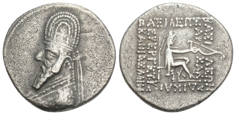 KINGS OF PARTHIA.
 Mithradates II, 121-91 BC. Drachm 3.7gr 19.4mm