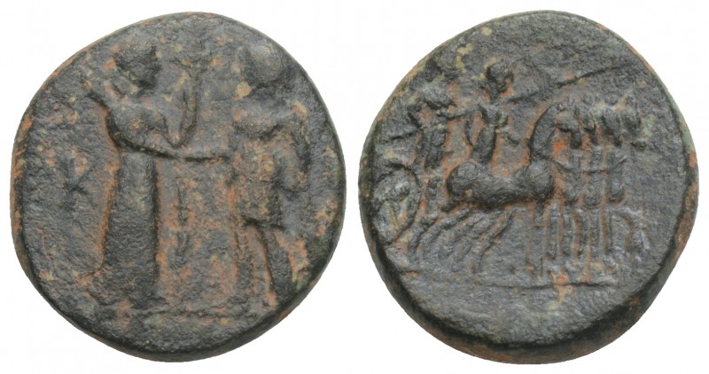 Greek
Aiolis, Kyme. Ca 2nd century B.C. AE 4GR 16.4MM
K - [V] in fields to left ...