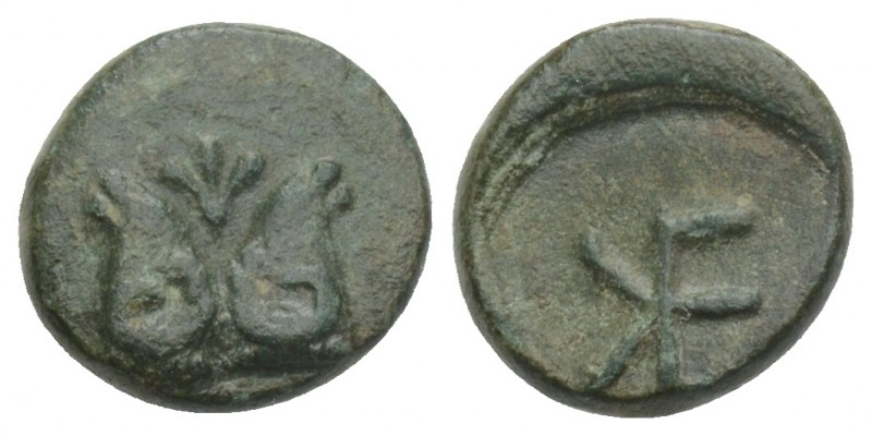 Greek 
Troas. Kebren circa 420-412 BC. Bronze Æ 1.1gr. 10.4mm
Confronted ram’s h...