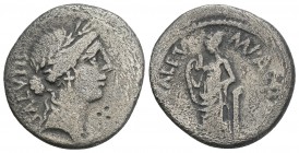 Roman Republican 
Man. Acilius Glabrio 49 BC. Rome Denarius AR 3.1gr. 18.7mm
Laureate head of Salus right; SALVTIS behind / Salus standing left, leani...