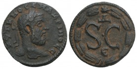 Roman Provincial
Macrinus (217-218). Seleucis and Pieria, Antioch. Æ 3gr 19.2mm
Laureate and cuirassed bust r. R/ Large SC, Δ above, Є below; all with...