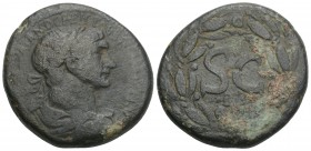 Roman Provincial 
SYRIA. Seleucis and Pieria. Antioch. Trajan (98-117). Ae. 14.4gr 27.6mm
Obv: Laureate head right. Rev: S C, all within laurel wreath...