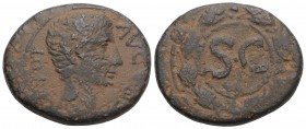 Roman Provincial 
SELEUCIS and PIERIA, Antioch. Augustus. 27 BC-AD 14. Æ 10.9gr 25.8mm
 Laureate head right / Large S · C within laurel wreath compose...