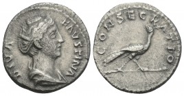 Roman Imperial
Diva Faustina Senior (died AD 140/1), Denarius, Rome, ca. 146-161. AR 3.1gr. 18.5mm
 DIVA FAVSTINA, Draped bust r., wearing pearls boun...