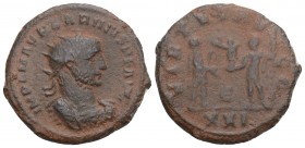 Roman Imperial 
Carinus BI Antoninianus. Antioch, AD 282-285. 4.9GR 21.6MM
IMP C M AVR CARINVS P F AVG, radiate and cuirassed bust to right / VIRTVS A...