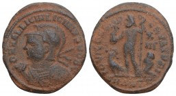 Roman Imperial
Licinius II, as Caesar AD 317-324. Antioch Follis Æ 2.7gr 20.2mm
D N VAL LICIN LICINIVS NOB C, helmeted and cuirassed bust left, holdin...