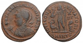 Roman Imperial
Licinius II, as Caesar AD 317-324. Antioch Follis Æ 3.4gr 19.3mm
D N VAL LICIN LICINIVS NOB C, helmeted and cuirassed bust left, holdin...