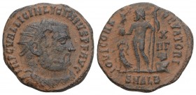 ROMAN IMPERIAL
Licinius I Æ Nummus. Alexandria, AD 321-324. 3.5GR 19.7MM
IMP C VAL LICIN LICINIVS P F AVG, radiate, draped and cuirassed bust right / ...