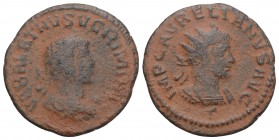 Roman Imperial 
Aurelian and Vabalathus AD 270-275. Antioch Billon Antoninianus 3GR 20.7MM
IMP C AVRELIANVS AVG B, radiate and cuirassed bust of Aurel...