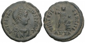 Roman Imperial
Theodosius I. AD 379-395. Antioch Follis Æ 5.5gr 23.8mm
D N THEODOSIVS P F AVG, rosette-diademed, draped, and cuirassed bust right / VI...