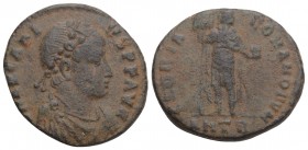 Roman Imperial 
Arcadius BI 20mm. Antioch, AD 392-395. 4.9gr 21.9mm
D N ARCADIVS P F AVG, rosette-diademed, draped and cuirassed bust to right / GLORI...
