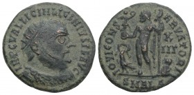 Roman Imperial
Licinius I BI Nummus. Alexandria, AD 321-324. 3.5gr 19.6mm
IMP C VAL LICIN LICINIVS P F AVG, radiate, draped and cuirassed bust to righ...