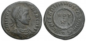 Roman Imperial
 CRISPUS (Caesar, 316-326). Follis. Aquileia. 2.9gr 19mm
Obv: CRISPUS NOB CAES. Laureate, draped and cuirassed bust right. Rev: CAESARV...