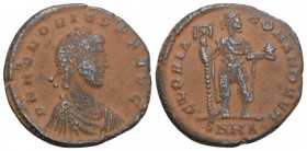 Roman Imperial 
Honorius. A.D. 393-423. AE Nicomedia mint, struck A.D. 393-395. 4.8gr 22.2mm
 D N HONORIVS P F AVG, pearl-diademed, draped, and cuiras...