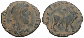 Roman Imperial 
JULIAN II the APOSTATE, 361-363 AD. AE Double Centenionalis of Nikomedia. 8.4gr 27.1mm
Diademed, draped and cuirassed bust / Bull with...