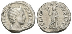 Roman Imperial
Julia Mamaea, Augusta, 222-235. Denarius, Rome, 228. 3.6gr 18.4mm
 IVLIA MAMAEA AVG Diademed and draped bust of Julia Mamaea to right. ...