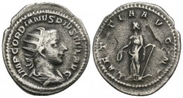 Gordianus III (238-244 AD). AR Antoninianus, Rome. 3.8gr 24.4mm
Obv. IMP GORDIANVS PIVS FEL AVG, Radiate, draped and cuirassed bust to right, seen fro...