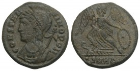 Roman Imperial
Constantinopolis; Heraclea, c. 330-3 AD, Reduced Follis, 2.7gr 17.2mm
Obv: CONSTAN - TINOPOLIS Draped bust of Constantinopolis l. weari...