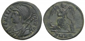 Constantinopolis; Cyzicus mint, c. 330-3 AD, Reduced Follis, 2.4gr 18.7mm
Obv: CONSTAN - TINOPOLIS Draped bust of Constantinopolis l. wearing laureate...
