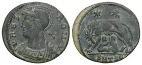 Roman Imperial
City Commemorative circa AD 330-354. Thessaloniki Nummus Æ 2.6gr. 18.8mm
VRBS ROMA, helmeted, and cuirassed bust of Roma left / She-wol...