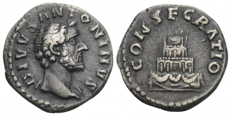 Roman Imperial
Divus Antoninus Pius AR Denarius. Rome, AD 161. 3gr. 17.9mm
DIVVS...