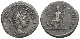 Roman Imperial
 Elagabalus (218-222) - AR Denarius Rome 220 AD, 3.1gr. 18.2mm
Laureate and draped bust right / Jupiter enthroned left, PM TRP III COS ...