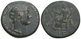 Roman Imperial
Hadrian. AD 117-138. Æ Dupondius Rome mint. Struck circa AD 124-128. 11.2gr 26.2mm
Radiate head right / Aequitas seated left, holding s...